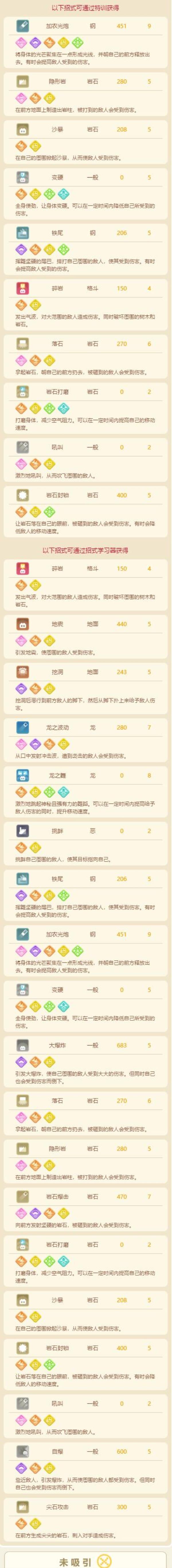 宝可梦大探险大岩蛇属性技能介绍