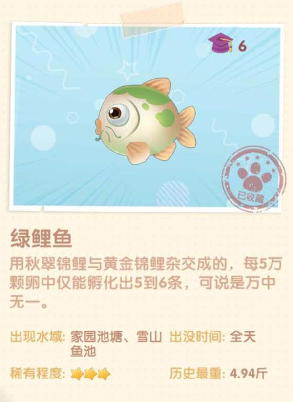 摩尔庄园绿鲤鱼