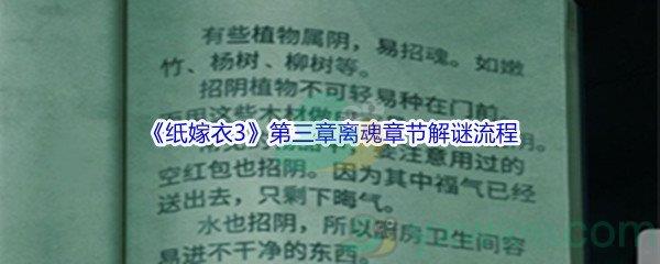 纸嫁衣3鸳鸯债第三章离魂章节解谜流程攻略